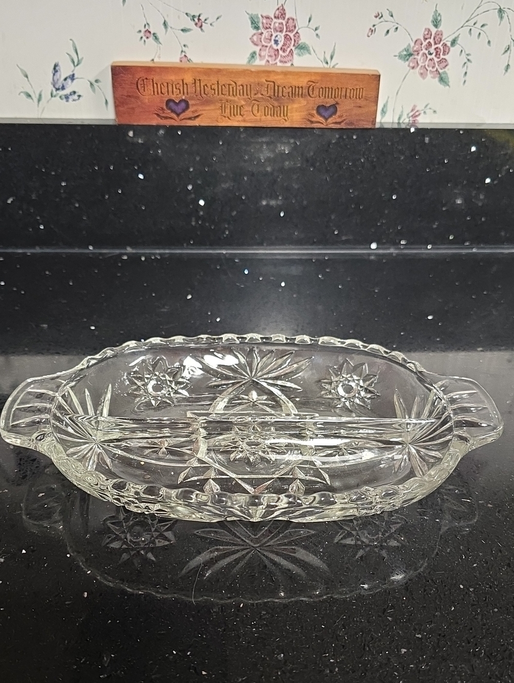 #1 Vintage. Anchor Hocking Star Of David 10" 2 Part Relish Serving Dish.